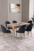 Milas Atlantik Çam 80x132 Açılabilir Mdf Masa Yemek Odası Takımı, Mutfak Takımı 6 Adet Sandalye