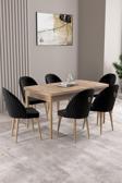 Milas Atlantik Çam 80x132 Açılabilir Mdf Masa Yemek Odası Takımı, Mutfak Takımı 6 Adet Sandalye