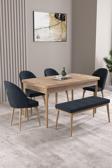 Milas Atlantik Çam 80x132 Açılabilir Mdf Masa Yemek Odası Takımı, Mutfak Takımı 4 Sandalye, 1 Bench