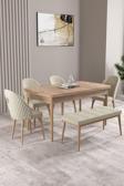 Milas Atlantik Çam 80x132 Açılabilir Mdf Masa Yemek Odası Takımı, Mutfak Takımı 4 Sandalye, 1 Bench