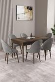 ​​​​​​​Milas Barok Desen 80x132 Açılabilir Mdf Masa Yemek Odası Takımı, Mutfak Takımı 6 Sandalye
