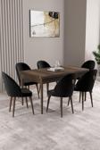 ​​​​​​​Milas Barok Desen 80x132 Açılabilir Mdf Masa Yemek Odası Takımı, Mutfak Takımı 6 Sandalye