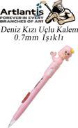 Işıklı Deniz Kızı Uçlu Kalem 0.7 1 Adet Denizkızı Başlıklı Versatil Kalem Süslü Silikonlu Hediyelik Kalem