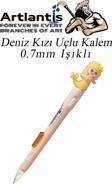 Işıklı Deniz Kızı Uçlu Kalem 0.7 1 Adet Denizkızı Başlıklı Versatil Kalem Süslü Silikonlu Hediyelik Kalem