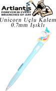 Işıklı Unicorn Uçlu Kalem 0.7 1 Adet Unicorn Başlıklı Versatil Kalem Süslü Silikonlu Hediyelik Kalem