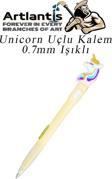 Işıklı Unicorn Uçlu Kalem 0.7 1 Adet Unicorn Başlıklı Versatil Kalem Süslü Silikonlu Hediyelik Kalem