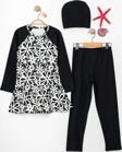 Beniizle Çiçek Desenli Boneli Taytlı Kız Çocuk Mayo 3'Lü Set