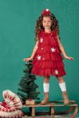 Beniizle Kartanesi Detaylı Tokalı Kız Çocuk Noel Elbise