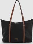 Velie Paraşüt Kumaş Şeritli Shopper Çanta Siyah-Taba