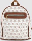 Synor Fermuarlı Dış Bölmeli Monogram Mini Sırt Çantası Beyaz