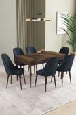 Ikon Barok Desen 80x132 Açılabilir Mdf Masa Yemek Odası Takımı, Mutfak Takımı 6 Adet Sandalye