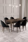 Calvin Barok Desen 80x132 Açılabilir Mdf Masa Yemek Odası Takımı, Mutfak Takımı 6 Adet Sandalye