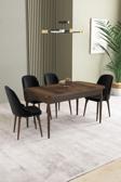 Ikon Barok Desen 80x132 Açılabilir Mdf Masa Yemek Odası Takımı, Mutfak Takımı 4 Adet Sandalye