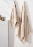  Denizli Concept Bej Rengi Retro Peşkir Peştamal Seti - %100 Pamuk - Banyo & Plaj Havlusu