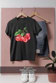 Oversize Double Cherry Kiraz  Tasarımlı Unisex T-Shirt