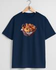Oversize Croissant Bread Kruvasan Sepeti Göğüs Tasarımlı Unisex T-Shirt