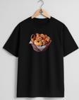Oversize Croissant Bread Kruvasan Sepeti Göğüs Tasarımlı Unisex T-Shirt