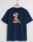 Oversize Ded Moroz Snegurochka Göğüs Tasarımlı Unisex T-Shirt
