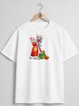 Oversize Ded Moroz Snegurochka Göğüs Tasarımlı Unisex T-Shirt