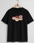 Oversize Donut Ve Kruvasan Göğüs Tasarımlı Unisex T-Shirt