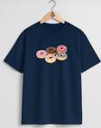 Oversize Donut Ve Kruvasan Göğüs Tasarımlı Unisex T-Shirt