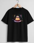 Oversize Doğum Günü Pastası Göğüs Tasarımlı Unisex T-Shirt