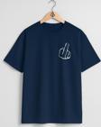 Oversize Orta Parmak Görsel Cep ve Sırt Tasarımlı Unisex T-Shirt