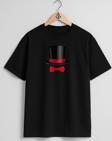 Oversize Sihirbaz Şapkası Ve Papyon Göğüs Tasarımlı Unisex T-Shirt