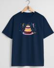 Oversize Doğum Günü Pastası Göğüs Tasarımlı Unisex T-Shirt