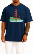 Oversize Golden Gate Köprüsü, San Francisco Göğüs Tasarımlı Unisex T-Shirt