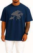 Oversize Hong Kong Haritası Göğüs Tasarımlı Unisex T-Shirt