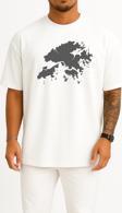 Oversize Hong Kong Haritası Göğüs Tasarımlı Unisex T-Shirt