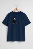 Oversize Wednesday Addams Morticia Addams Thing Drawing Göğüs Tasarımlı Unisex T-Shirt