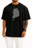Oversize Seul Güney Kore Harita Göğüs Tasarımlı Unisex T-Shirt