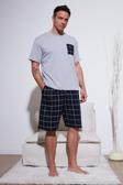 Buratti Kareli Regular Fit Pamuklu Bisiklet Yaka Kısa Kollu Şortlu Erkek Pijama Takımı 6572020 GRİ MELANJ