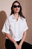 Lela Regular Fit Cep Detaylı Kısa Kollu Bayan Gömlek 6778568 BEYAZ