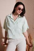 Lela Regular Fit Cep Detaylı Kısa Kollu Bayan Gömlek 6778568 MİNT