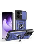 Yesnıce Oppo Reno 13F 5G Magnetik Standlı Kamera Korumalı Sürgülü Yüzüklü Darbe Emici Tank Kılıf