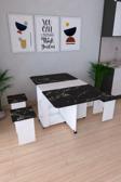 Meretto Pratik Katlanır Açılır Kapanır Katlanabilir Taşınabilir Siyah Yemek Masası 4 Kişilik Balkon Masası