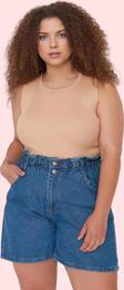 Kadın Geniş Paça Denim Şort Yüksek Bel Pamuklu Günlük Kombinler Yaz Aylarının Vazgeçilmezi