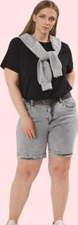 Kadın Denim Yüksek Bel Geniş Paça Şort Regular Boy Günlük Stil Hafta Sonu Kaliteli Malzeme