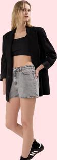 Kadın Yüksek Bel City Short Denim Şort Düz Desen Regular Boy Pamuklu Günlük Kullanım Hafta Sonu