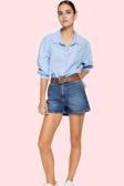 Kadın Yüksek Bel City Short Denim Şort Düz Desen Regular Boy Pamuklu Günlük Kullanım Hafta Sonu