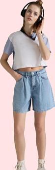 Kadın Denim Bermuda Şort Geniş Paça Yüksek Bel Pamuk Günlük Kullanım Yaz Aylarının Vazgeçilmezi