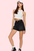 Kadın Yüksek Bel City Short Denim Şort Düz Desen Regular Boy Pamuklu Günlük Kullanım Hafta Sonu