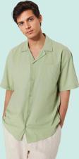 Erkek Oversize Fit Kısa Kollu Pamuklu Gömlek Apaş Yaka Düz Desen Günlük Stil Modern Tasarım