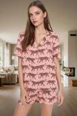 Kadın Şık Desenli Viskon Pijama Takımı Rahat Yazlık Shally Dokuma Trend Tasarım Özel