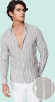 Erkek Slim Fit Çizgili Gömlek Pamuklu İş Ve Günlük Kullanım Hafta Sonu Yaz Aylarının Vazgeçilmezi
