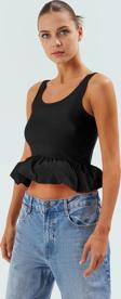 Fitted Havuz Yaka Crop Bluz 96% Pamuk Yazlık Örme Kumaş Zarifane Tasarım Modern Stil