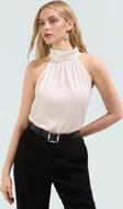 Kadın Yazlık Bluz Halter Yaka Pilise Dokuma Regular Kalıp Polyester Kumaş